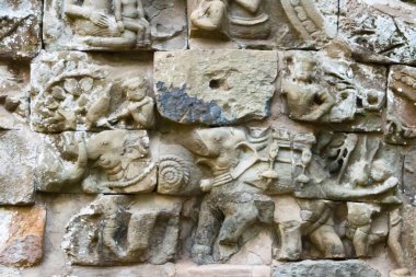 Siem Reap, Kamboçya - 10 Aralık 2016: Angkor Thom Preah Palilay yardım. bir ünlü Ören (Unesco Dünya Mirası) Angkor, Siem Reap, Kamboçya.