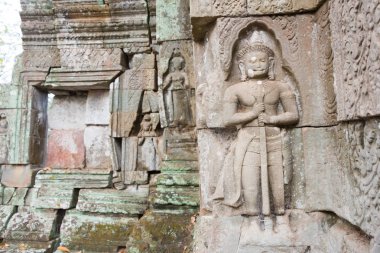 Siem Reap, Kamboçya - 10 Aralık 2016: Angkor Thom Preah Pithu yardım. bir ünlü Ören (Unesco Dünya Mirası) Angkor, Siem Reap, Kamboçya.
