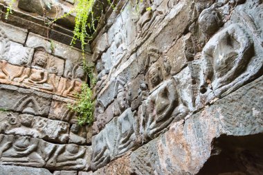 Siem Reap, Kamboçya - 10 Aralık 2016: Angkor Thom Preah Pithu yardım. bir ünlü Ören (Unesco Dünya Mirası) Angkor, Siem Reap, Kamboçya.