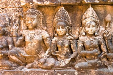 Siem Reap, Kamboçya - 10 Aralık 2016: Teras, Angkor Thom cüzzamlı Kral yardım. bir ünlü Ören (Unesco Dünya Mirası) Angkor, Siem Reap, Kamboçya.