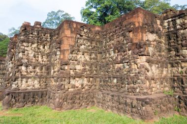 Siem Reap, Kamboçya - 10 Aralık 2016: Teras, Angkor Thom cüzzamlı Kral yardım. bir ünlü Ören (Unesco Dünya Mirası) Angkor, Siem Reap, Kamboçya.