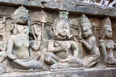 Siem Reap, Kamboçya - 10 Aralık 2016: Teras, Angkor Thom cüzzamlı Kral yardım. bir ünlü Ören (Unesco Dünya Mirası) Angkor, Siem Reap, Kamboçya.