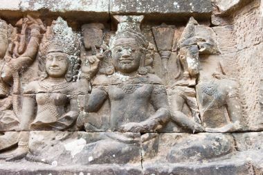 Siem Reap, Kamboçya - 10 Aralık 2016: Teras, Angkor Thom cüzzamlı Kral yardım. bir ünlü Ören (Unesco Dünya Mirası) Angkor, Siem Reap, Kamboçya.