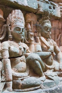 Siem Reap, Kamboçya - 10 Aralık 2016: Teras, Angkor Thom cüzzamlı Kral yardım. bir ünlü Ören (Unesco Dünya Mirası) Angkor, Siem Reap, Kamboçya.