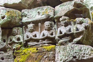 Siem Reap, Kamboçya - 13 Aralık 2016: Angkor Preah Khan yardım. bir ünlü Ören (Unesco Dünya Mirası) Angkor, Siem Reap, Kamboçya.