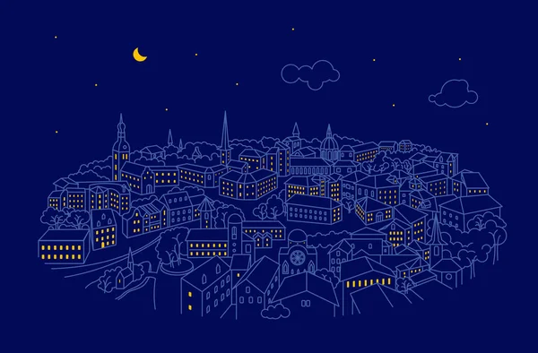Малював європейські міста вночі — стоковий вектор
