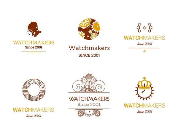 Watchmaker logoes set — Stock Vector