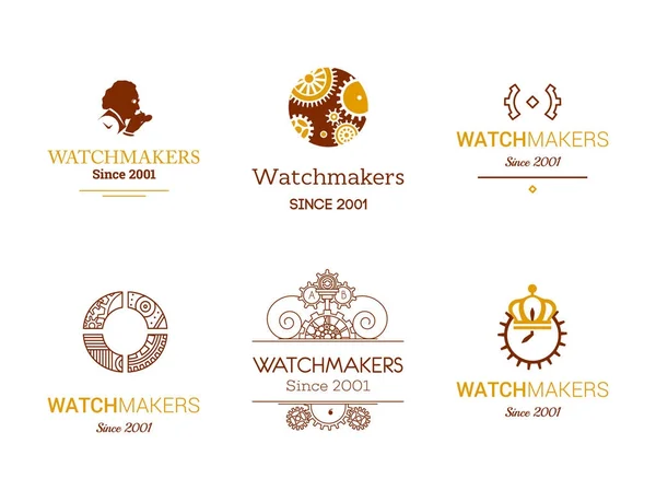 Watchmaker logoes set Royalty Free Stock Vectors