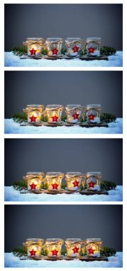 Dört Advent mum içinde belgili tanımlık kar kolaj Advent