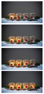 Dört Advent mum içinde belgili tanımlık kar kolaj Advent