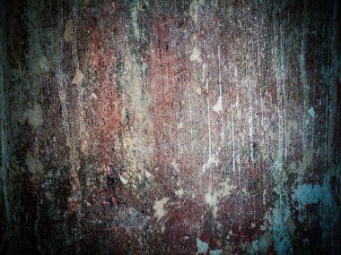 Kirli, çizilmiş eski duvar, yumuşak odak