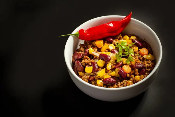 Chili con Carne em preto — Fotografia de Stock