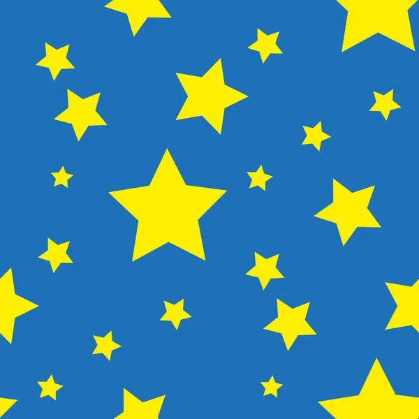 Безшовний візерунок з жовтих зірок на синьому — стоковий вектор
