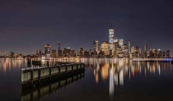 New York City Panorama Noci — Stock fotografie