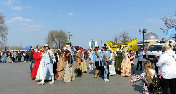 Odessa Ukrajina 2019 Primorsky Boulevard Oděse Průvod Herců Počest Svátku — Stock fotografie