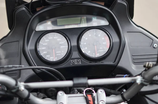 Motorcycle dashboard with speedometer