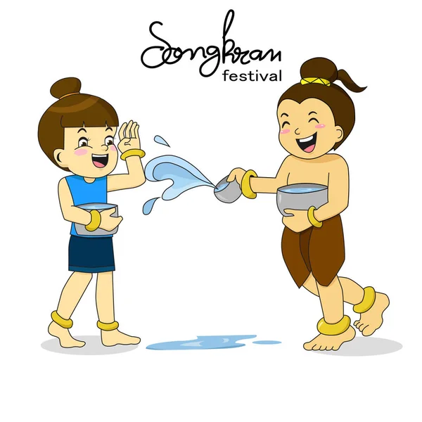 Songkran Festivali Tayland, karikatür vektör
