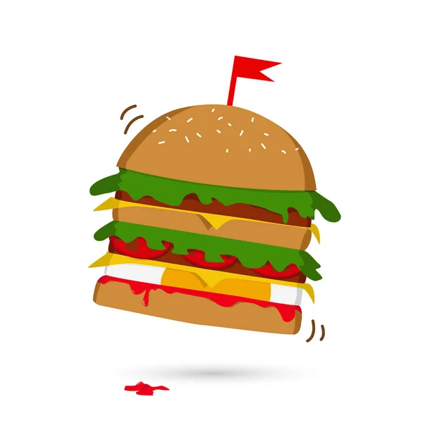 Illustrazione vettoriale di hamburger. Hamburger con carne — Vettoriale Stock