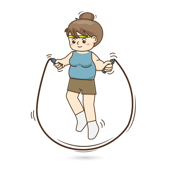 Frau beim Seilspringen, Vektor-Illustration — Stockvektor