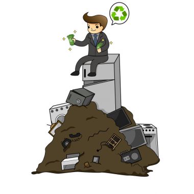 Businessman get rich from waste electrical by recycling clipart