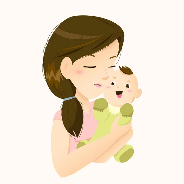 Belle Mère Tenant Son Petit Bébé Avec Amour — Image vectorielle