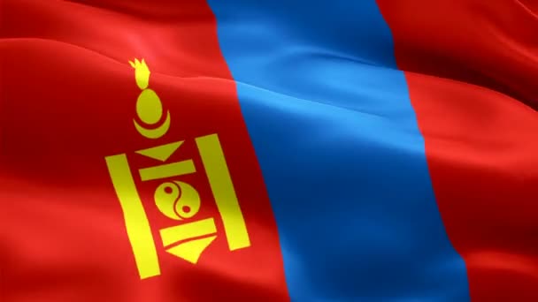 Mongolië Zwaaiende Vlag Nationale Mongoolse Vlag Wapperend Teken Van Mongolië — Stockvideo