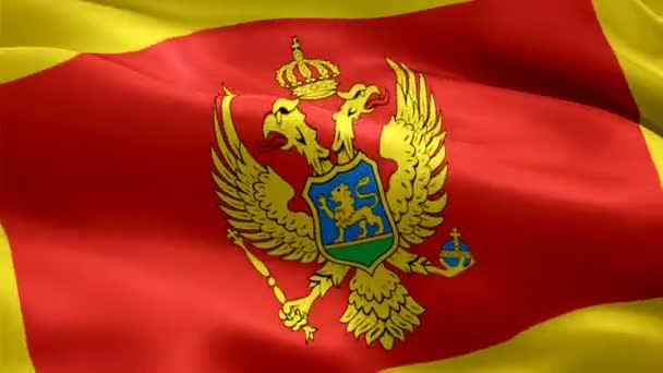 Montenegro Flagga Rörelse Loop Video Vinka Vinden Realistiska Montenegrinska Flaggan — Stockvideo