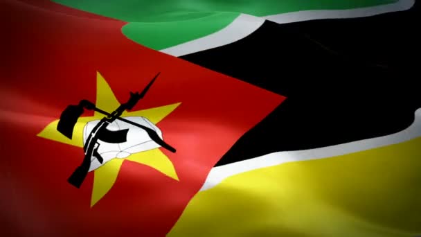 Bandera Mozambiqueña Primer Plano 1080P Full 1920X1080 Imágenes Vídeo Ondeando — Vídeos de Stock