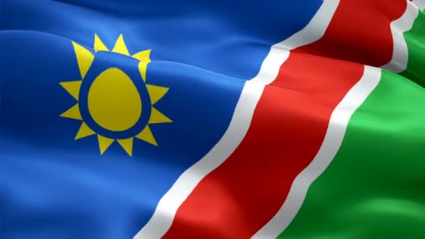 Namibië Vlag Beweging Loop Video Zwaaiend Wind Realistische Namibische Vlag — Stockvideo