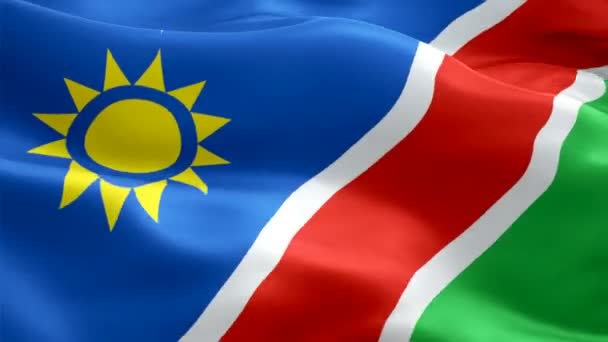 Namibie Mává Vlajkou Národní Namibijská Vlajka Mává Znamení Namibijské Bezproblémové — Stock video