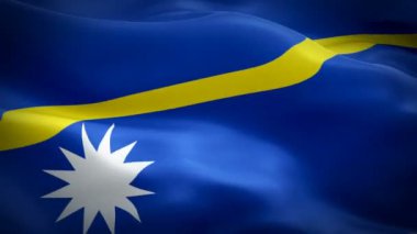 Nauruan bayrağı 1080p Full HD 1920X1080 video kaydı rüzgarda dalgalanıyor. Ulusal Denigomodu 3d Nauruan bayrağı dalgalanıyor. Nauru 'nun kusursuz döngü animasyonunun işareti. Nauruan bayrağı HD çözünürlüğü Arkaplan 1080p