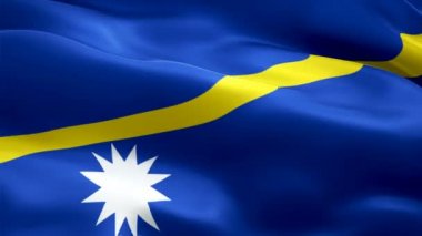 Nauru adası bayrağı rüzgarda dalgalanan hareket döngüsü videosu. Gerçekçi Nauruan Bayrağı geçmişi. Nauru Bayrak Döngüsü Kapanışı 1080p Tam HD 1920X1080 görüntü. Nauru AB 'nin Avrupa ülkesi film ve haber videolarına bayrak dikti