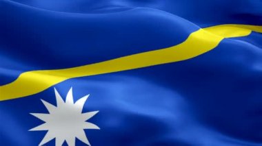 Nauru bayrak sallıyor. Ulusal 3d Nauruan bayrağı dalgalanıyor. Nauru adasının kusursuz döngü animasyonunun işareti. Nauruan bayrağı yüksek çözünürlüklü arka plan. Nauru bayrağı sunum için 1080p Tam HD video