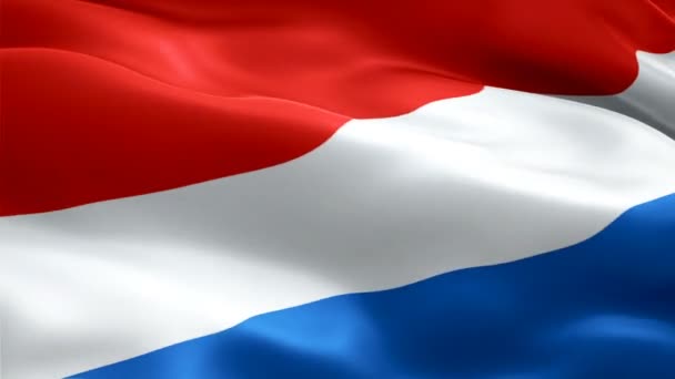 Bandeira Holanda Closeup 1080P Full 1920X1080 Vídeo Acenando Vento Bandeira — Vídeo de Stock