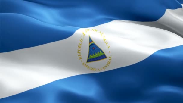 Bandeira Nicarágua Motion Loop Vídeo Acenando Vento Fundo Bandeira Nicarágua — Vídeo de Stock