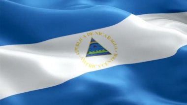 Nikaragua bayrağı sallıyor. Ulusal 3d Nikaragua bayrağı dalgalanması. Nikaragua 'nın kusursuz döngü animasyonunun işareti. Nikaragua bayrağı yüksek çözünürlüklü arka plan. Nikaragua bayrağı 1080p Tam HD video sunumu