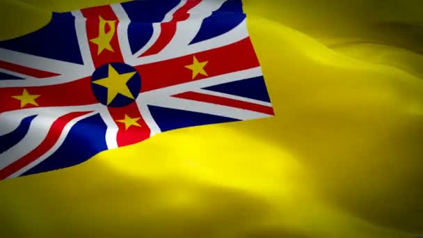 Niuean Flag Closeup 1080P Full 1920X1080 Footage Video Waving Wind — Stock Video