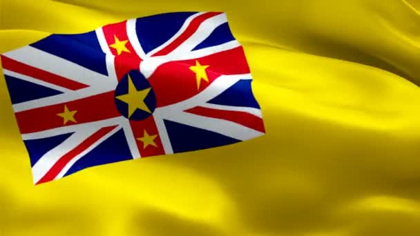 Bandeira Niue Acenando Bandeira Nacional Niuean Acenando Sinal Niue Ilha — Vídeo de Stock