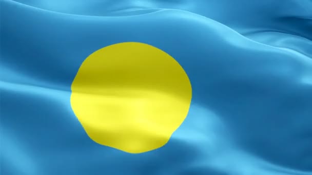 Palau Island Zászló Motion Loop Videó Integet Szélben Reális Palauan — Stock videók