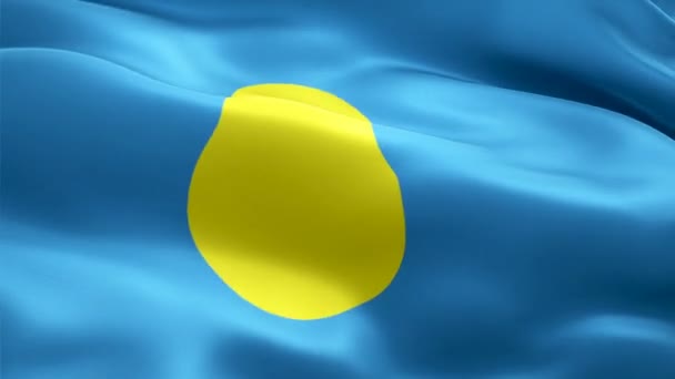 Palau Schwenkt Flagge Die Nationalflagge Palauans Weht Zeichen Der Nahtlosen — Stockvideo