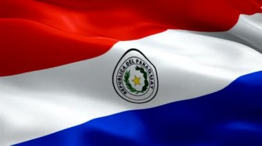 Paraguay bayrağı sallıyor. Ulusal 3D Paragu bayrağı dalgalanıyor. Paraguay 'ın kusursuz döngü animasyonunun işareti. Paraguay bayrağı yüksek çözünürlüklü arka plan. Paraguay bayrağı 1080p Tam HD video sunumu