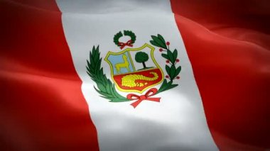 Peru bayrağı 1080p Full HD 1920X1080 video kaydı rüzgarda dalgalanıyor. Ulusal Lima 3D Peru bayrağı dalgalandı. Peru 'nun kusursuz döngü animasyonunun işareti. Peru bayrağı HD çözünürlüğü Arkaplan 1080p