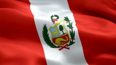 Peru bayrağı sallıyor. Ulusal 3D Peru bayrağı dalgalanıyor. Peru 'nun kusursuz döngü animasyonunun işareti. Peru bayrağı yüksek çözünürlüklü arka plan. Sunum için Peru bayrağı 1080p Tam HD video