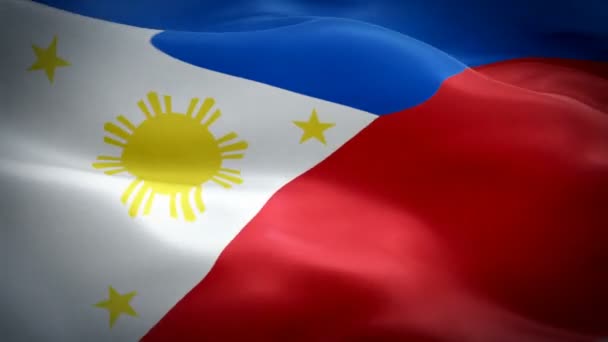 菲律宾国旗Closeup 1080P Full 1920X1080视频在风中飘扬 马尼拉全国3D菲律宾国旗飘扬 菲律宾无缝循环动画的标志 菲律宾国旗Hd决议背景1080P — 图库视频影像
