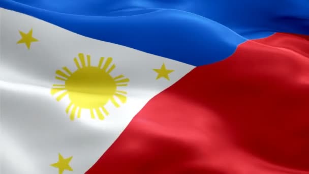 Philippines Flag Motion Loop Video Waving Wind Realistic Filipino Flag — Stock Video