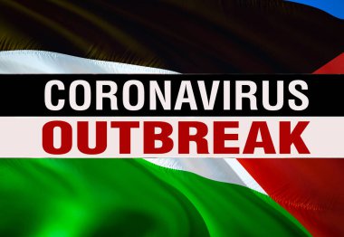 Roman Coronavirus - Batı Sahra bayrağı üzerinde 2019-NCoV, WUHAN virüs konsepti. Koronavirüs tehlikesi konsepti OutTBREAK 3D Çin koronavirüsü salgını yapıyor. Batı Sahra bayrak arkaplanı