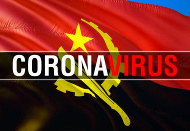 Angola bayraklı Coronavirus Monitörü. Angola konseptinde Coronavirus tehlikesi ve enfeksiyonu. 3 boyutlu Corona virüsü konsepti. Sağlık hastalığı konsepti. Coronavirus salgını.