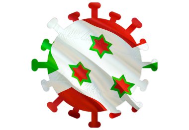 Burundi 'de Coronavirus Sembolü. Roman Coronavirus (2019-nCoV). Coronavirus SARS-CoV-2 karantinası. Burundi kavramında Coronavirus tehlikesi ve enfeksiyon. 3D Corona virüsü hazırlanıyor
