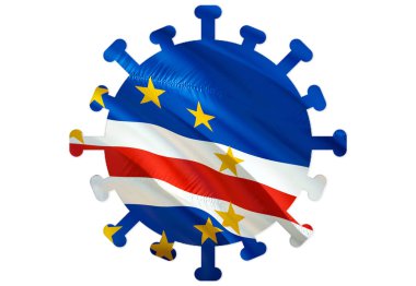 Cape Verde 'de Coronavirus Sembolü. Roman Coronavirus (2019-nCoV). Coronavirus SARS-CoV-2 karantinası. Cape Verde konseptinde Coronavirus tehlikesi ve enfeksiyonu. 3D Corona virüsü oluşturuluyor