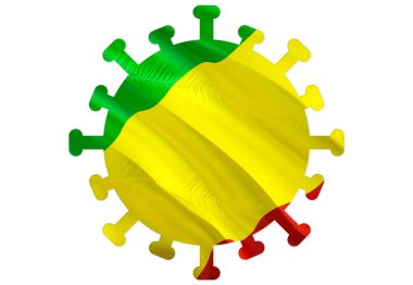 Kongo 'da Coronavirus Sembolü. Roman Coronavirus (2019-nCoV). Coronavirus SARS-CoV-2 karantinası. Kongo konseptinde Coronavirus tehlikesi ve enfeksiyon. 3D Corona virüsü hazırlanıyor
